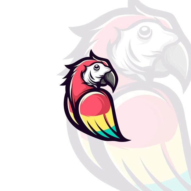 かわいいオウムのロゴアイコンイラスト プレミアムベクター