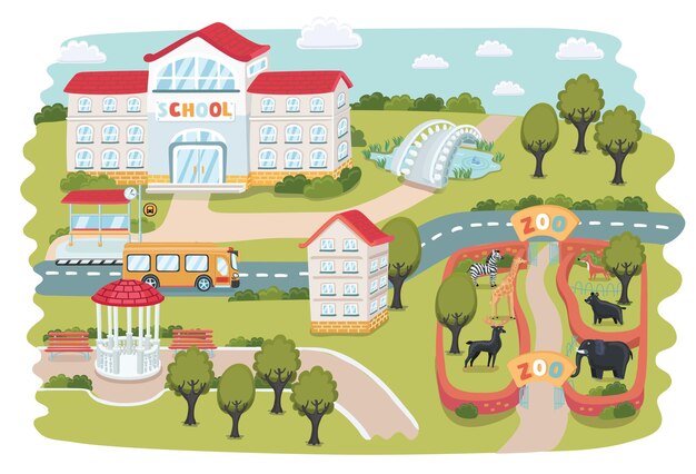 動物園の地図のイラスト 無料のベクター