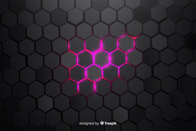 Partially lit technological honeycomb background