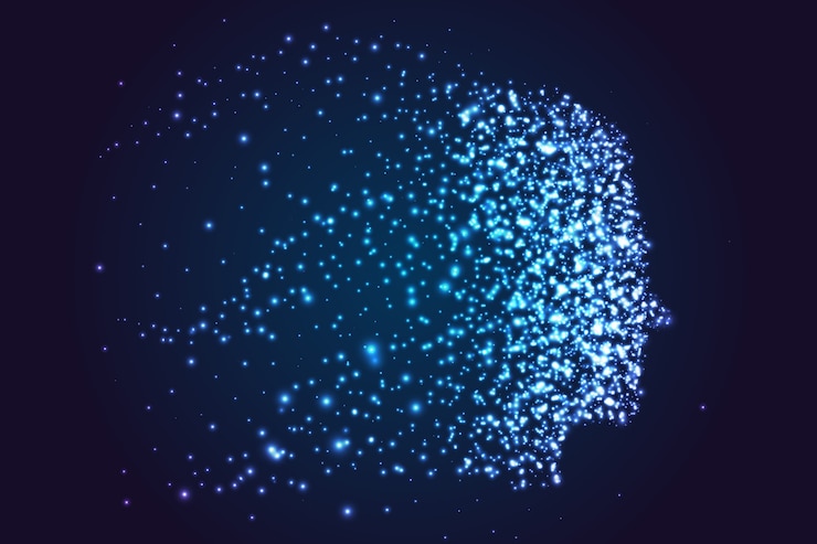 Free Vector particle background with face shape