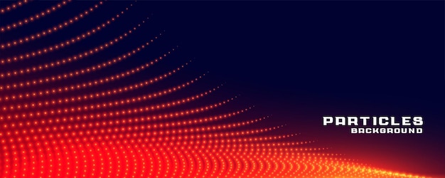 Particles flow banner in red glowing lights color