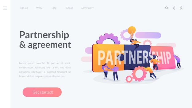 Free vector partnership and agreement landing page template