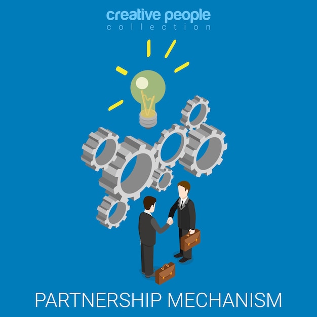 Free vector partnership idea mechanism flat isometric