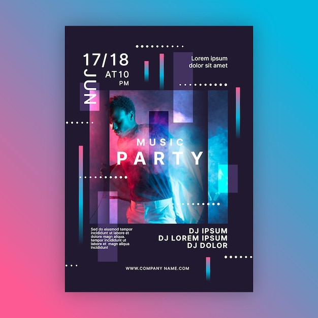 Party all night music event poster template