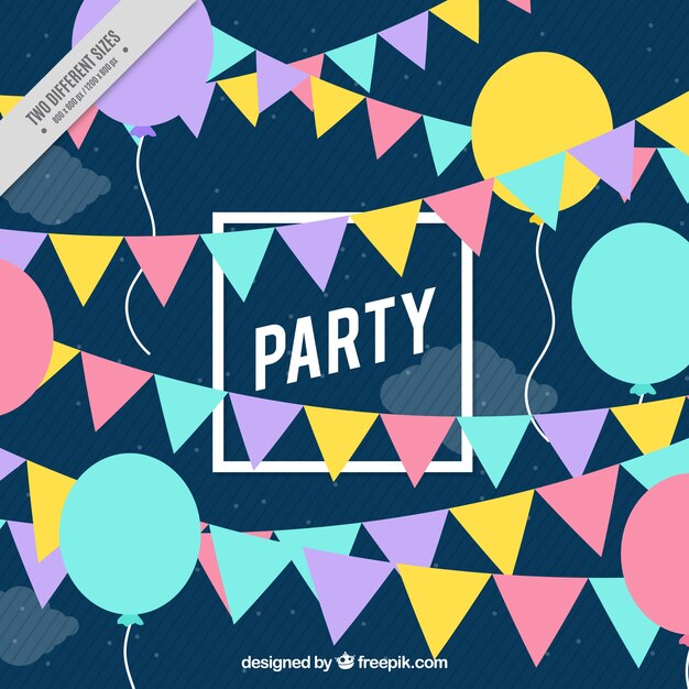 Party background with garlands and balloons