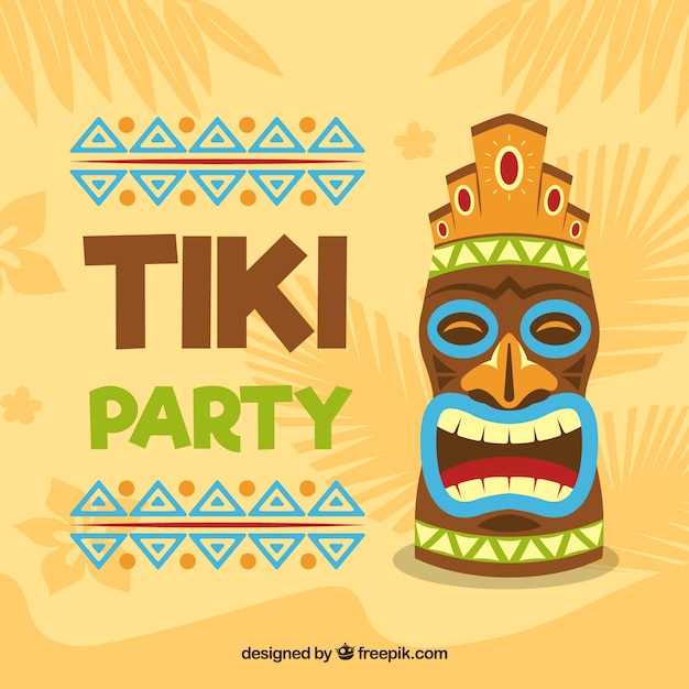 Free vector party background with tiki mask