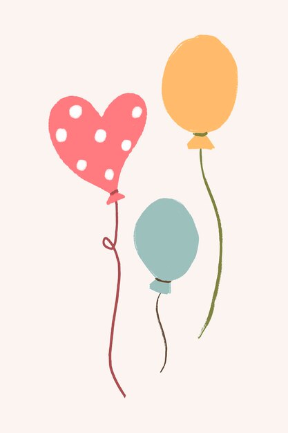 Party balloon sticker, pastel vector, celebration decor