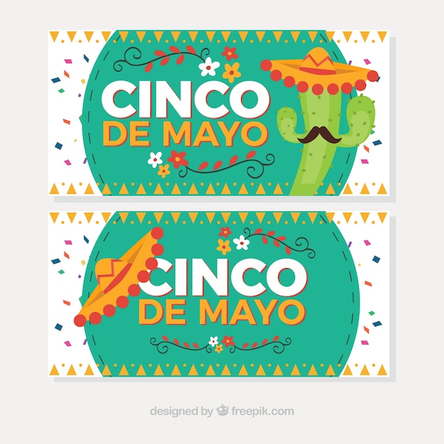 Party banners with traditional mexican elements