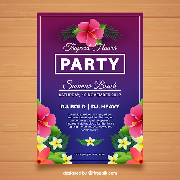 Party brochure with pretty flowers