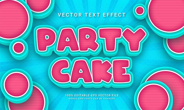 Party cake text style effect themed food cake menu