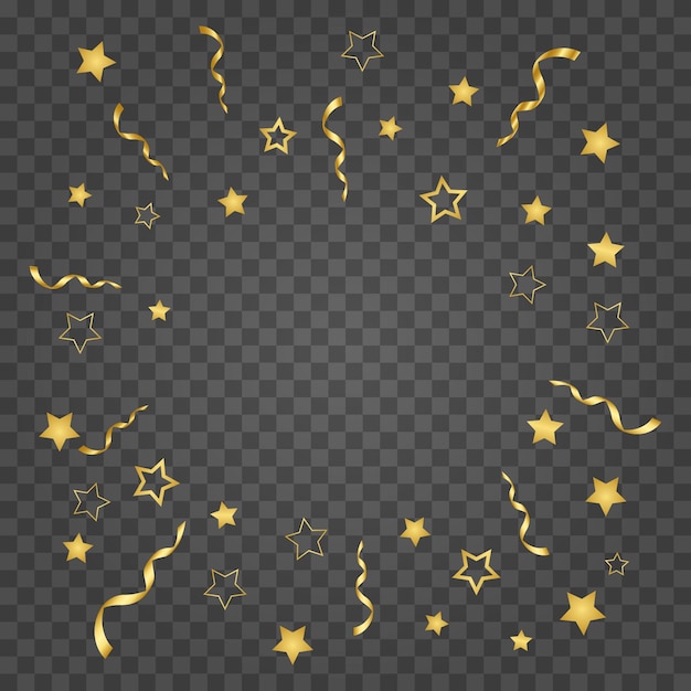 Party or celebration golden confetti stars background isolated