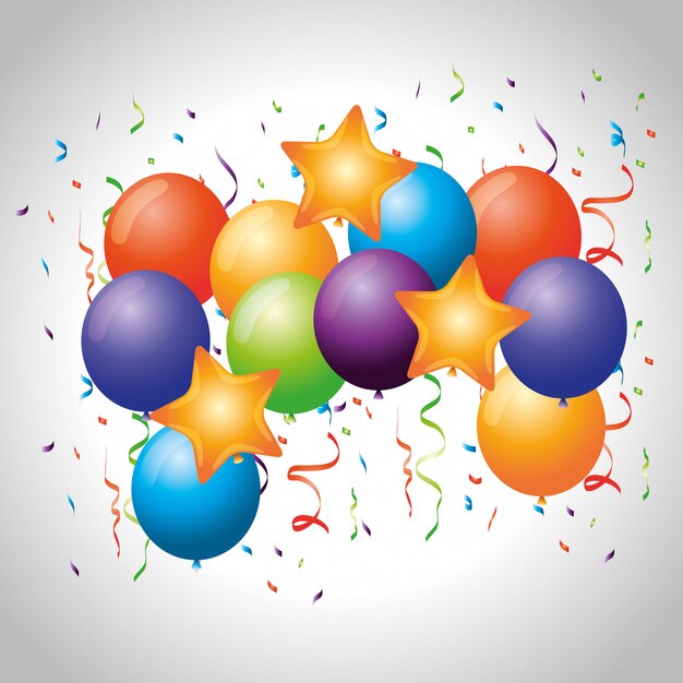 Party celebration with balloons and confetti decoration