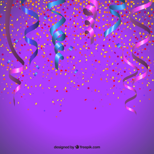 Партия конфетти на фиолетовом фоне