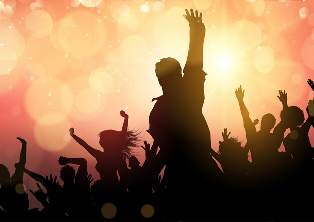 Party crowd on bokeh lights background 