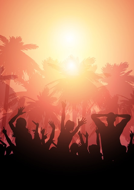 Party crowd on a summer background