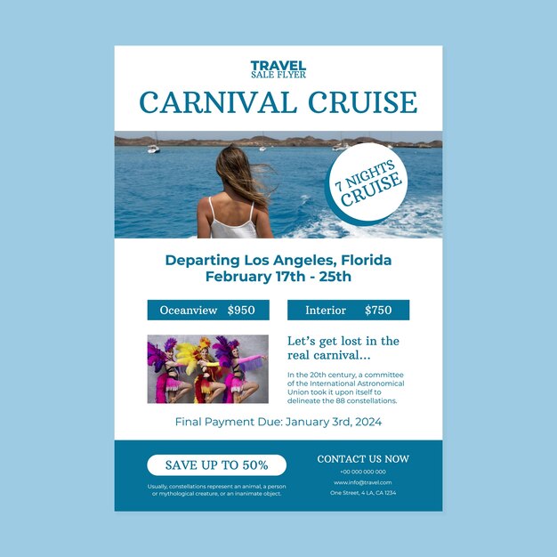 Free vector party cruise flyer template design