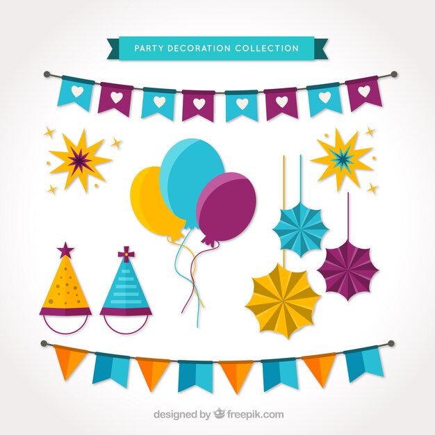 Free vector party decoration set in flat design