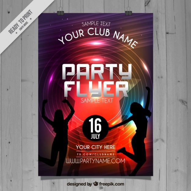 Free vector party flyer with girls dancing