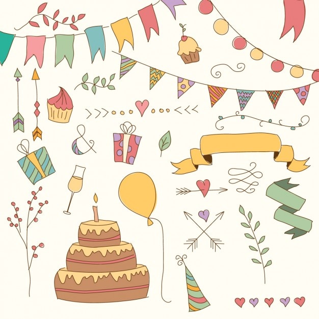 Free vector party hand drawn elements