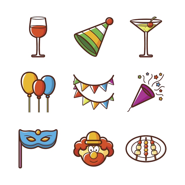 Free vector party icon collection