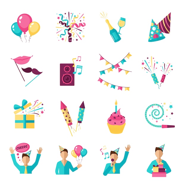 Free vector party icons set