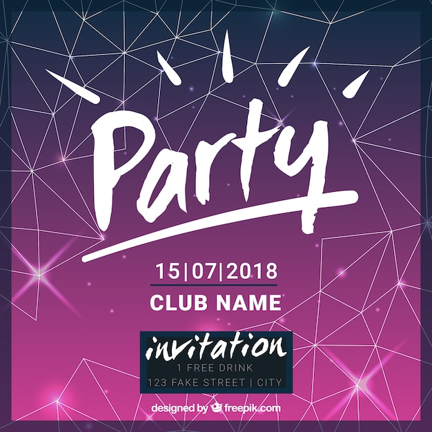 Free vector party invitation, polygonal style