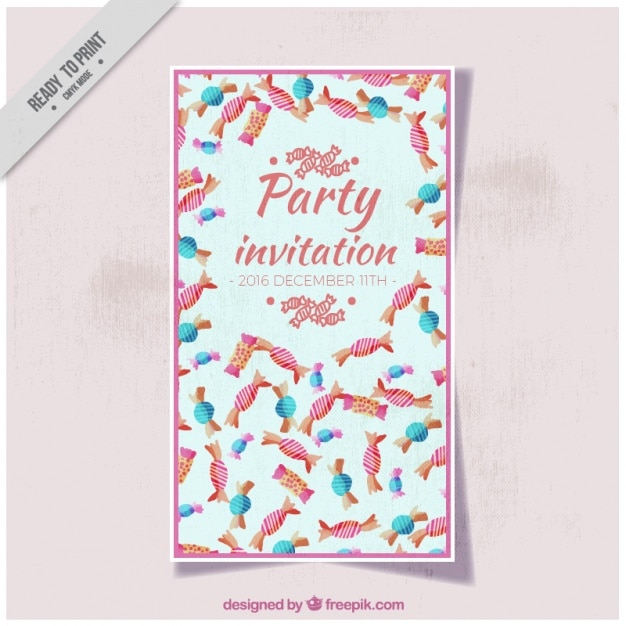 Party invitation with candies