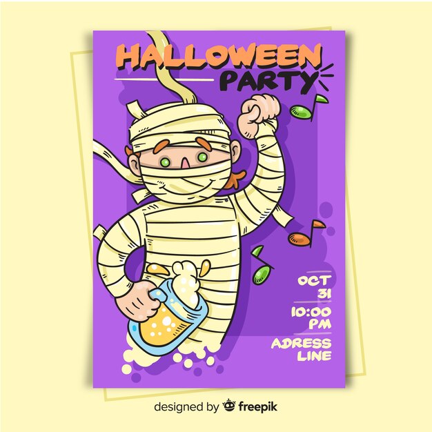 Party mummy halloween flyer template