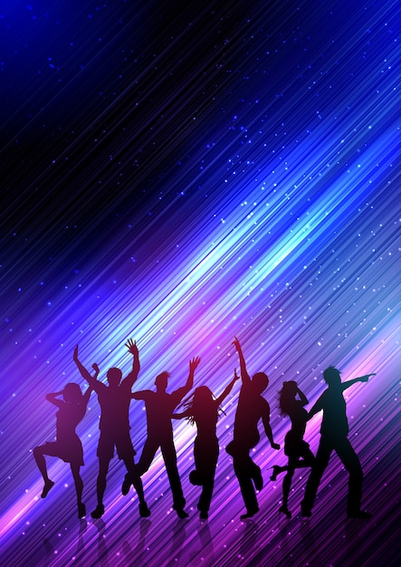 Party people dancing on abstract background