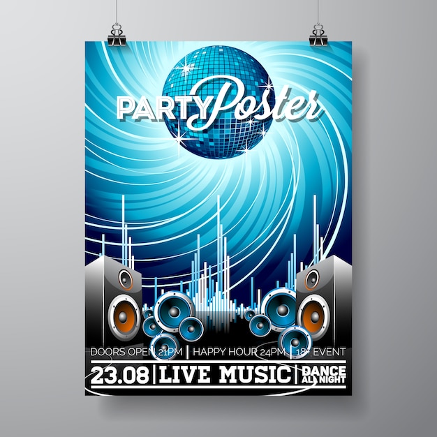 Free vector party poster template design