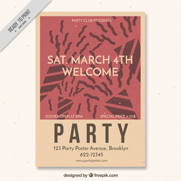 Free vector party poster template in vintage style