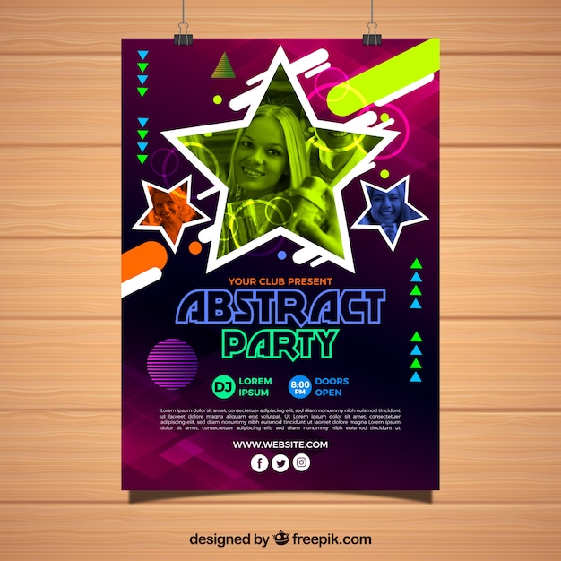 Party poster template with abstract design