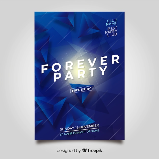 Free vector party poster template with abstract shape