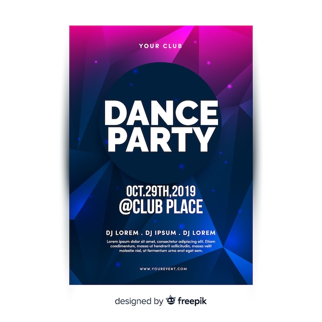 Free vector party poster template with abstract shapes