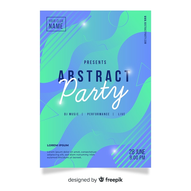 Free vector party poster template with abstract shapes