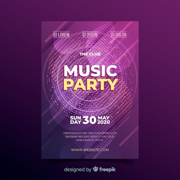 Free vector party poster template with abstract shapes