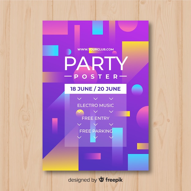 Party poster template with abstract shapes