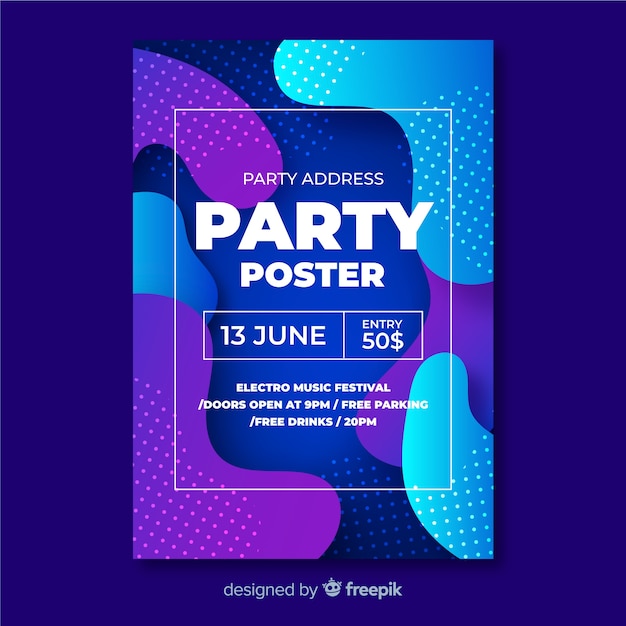 Party poster template with abstract shapes