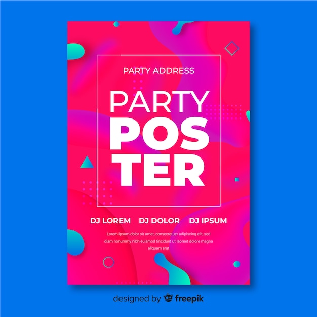 Party poster template with abstract shapes