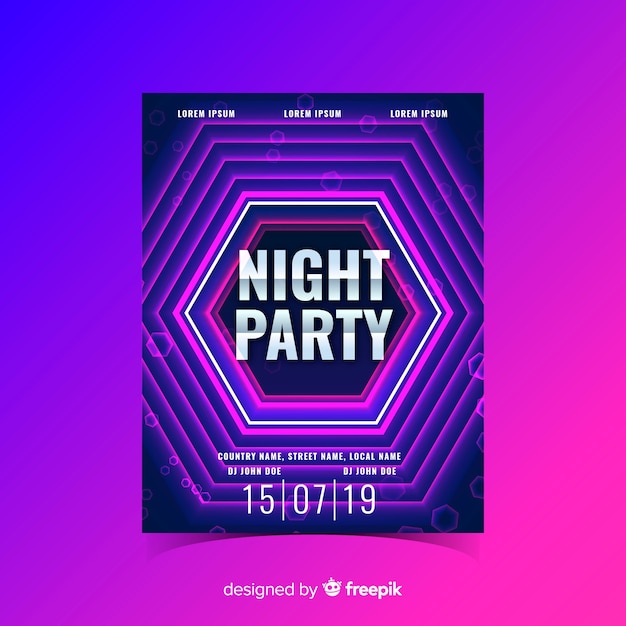 Free vector party poster template with abstract shapes