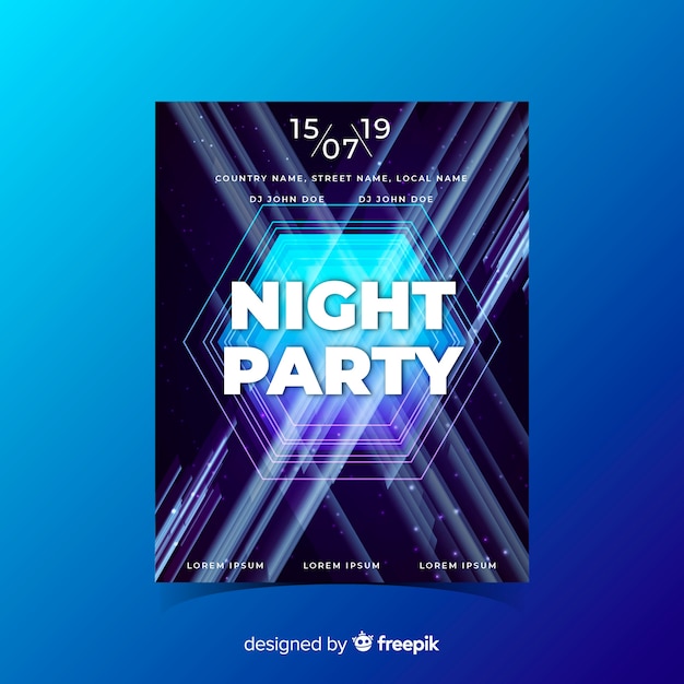 Free vector party poster template with abstract shapes