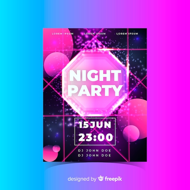 Free vector party poster template with abstract shapes