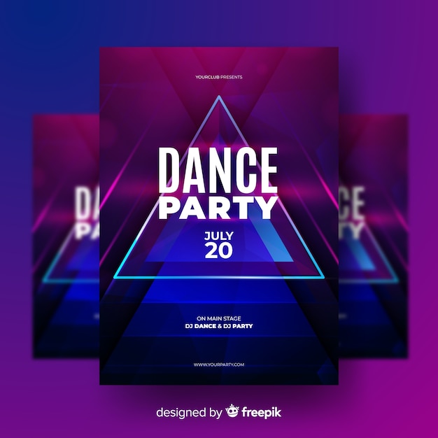 Free vector party poster template with abstract shapes