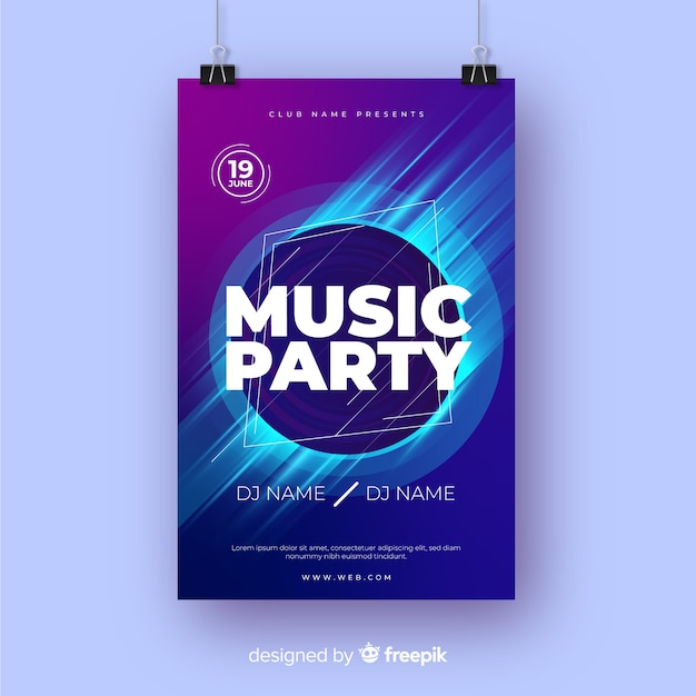 Free vector party poster template with abstract shapes