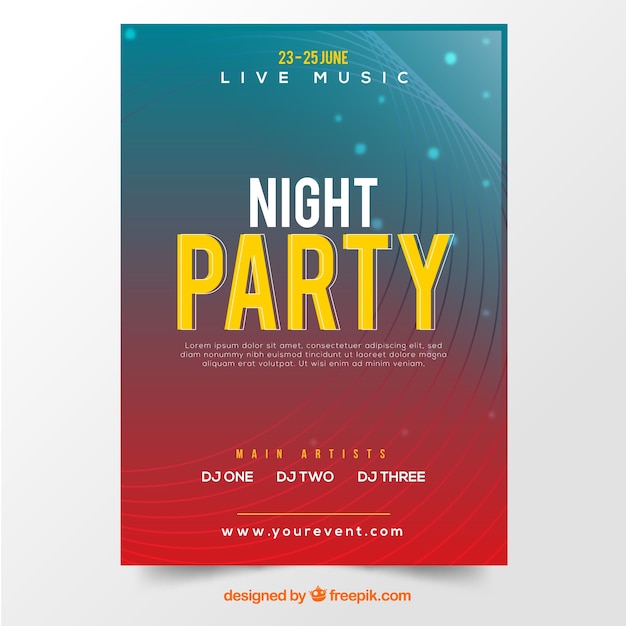 Free vector party poster template with abstract style