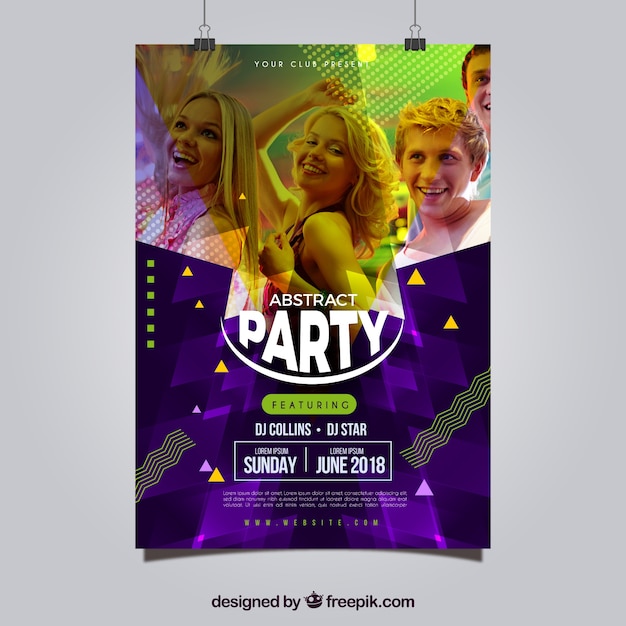 Free vector party poster template with abstract style