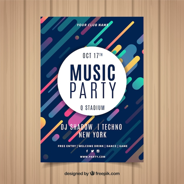 Free vector party poster template with abstract style