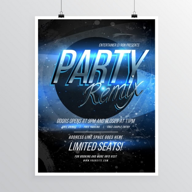 Free vector party poster template with event details