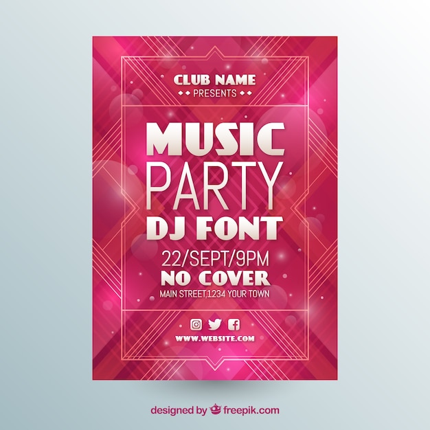 Party poster with abstract neon lights