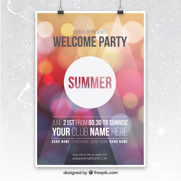 Party poster with bokeh background